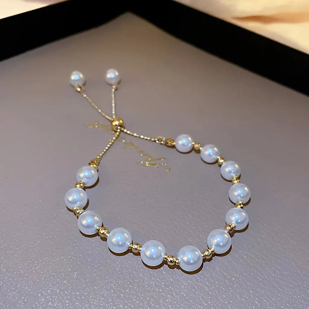 Elegant Baroque Imitation Pearl Charm Bracelet-ReesJewels-ReesJewels