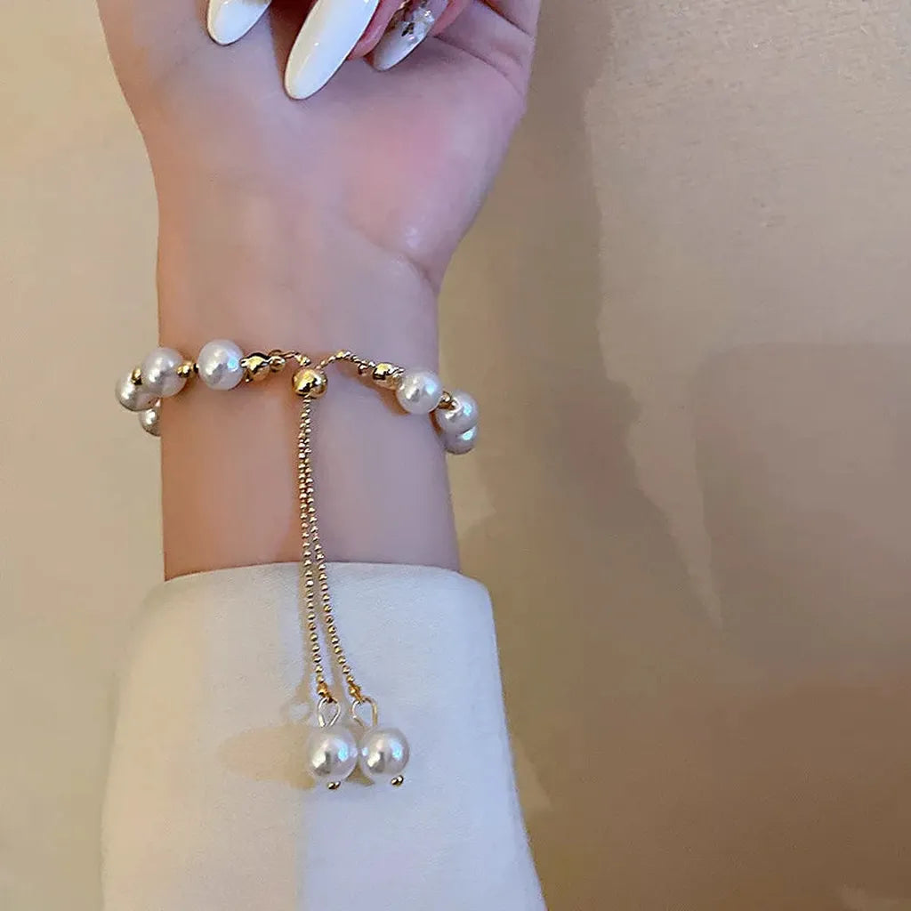 Elegant Baroque Imitation Pearl Charm Bracelet-ReesJewels-ReesJewels