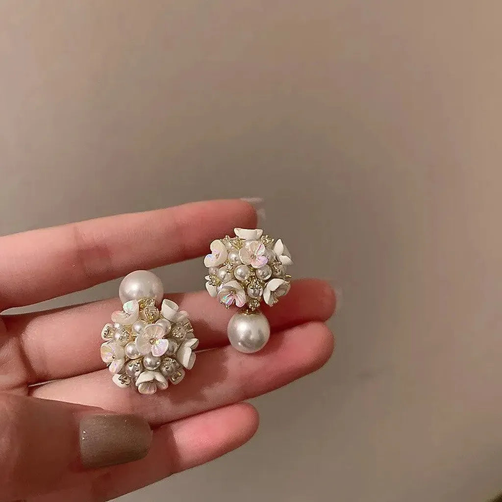 Elegant Double-Sided Imitation Pearl Shell Earrings-ReesJewels-ReesJewels