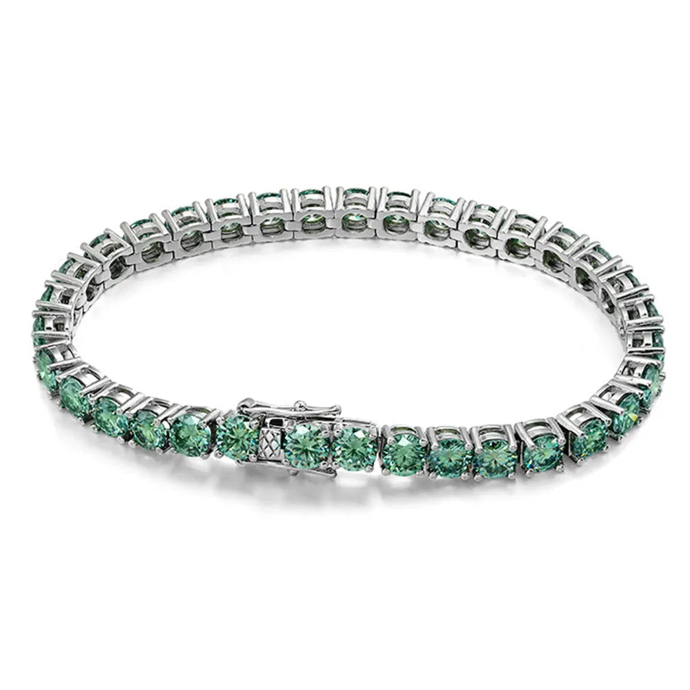Elegant Green Moissanite Diamond Tennis Bracelets-Rees Jewels-0.15ct-14cm-ReesJewels