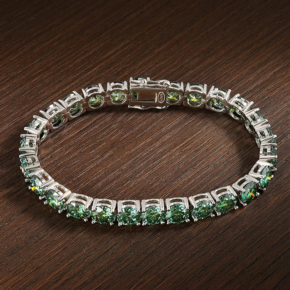 Elegant Green Moissanite Diamond Tennis Bracelets-Rees Jewels-ReesJewels