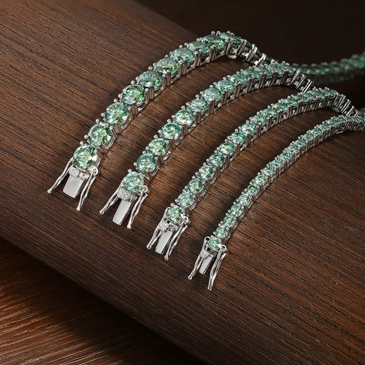 Elegant Green Moissanite Diamond Tennis Bracelets-Rees Jewels-ReesJewels