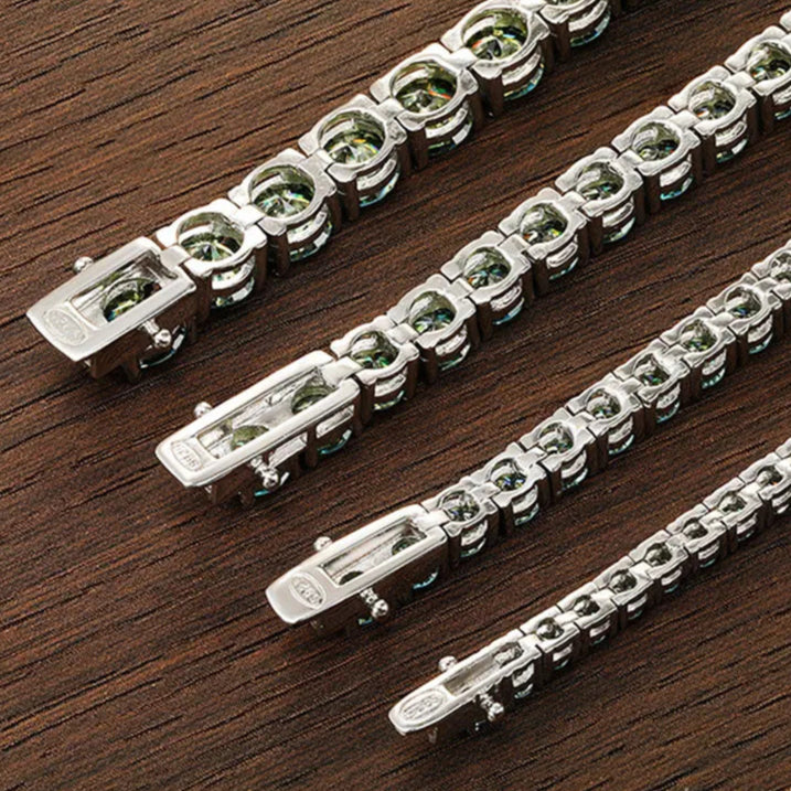 Elegant Green Moissanite Diamond Tennis Bracelets-Rees Jewels-ReesJewels