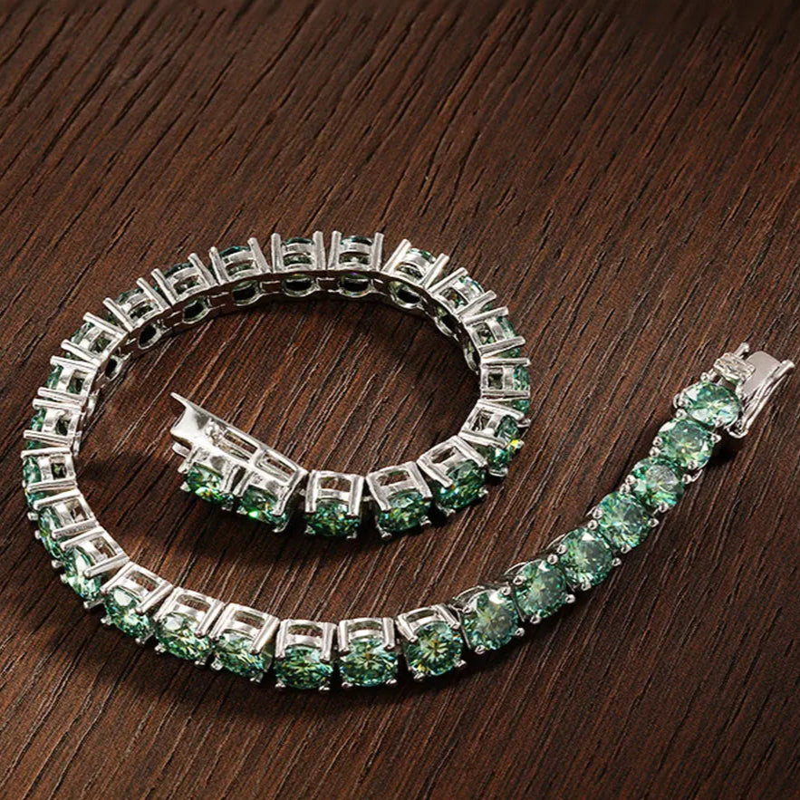 Elegant Green Moissanite Diamond Tennis Bracelets-Rees Jewels-ReesJewels