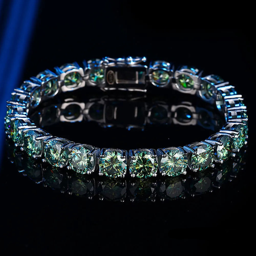 Elegant Green Moissanite Diamond Tennis Bracelets-Rees Jewels-ReesJewels