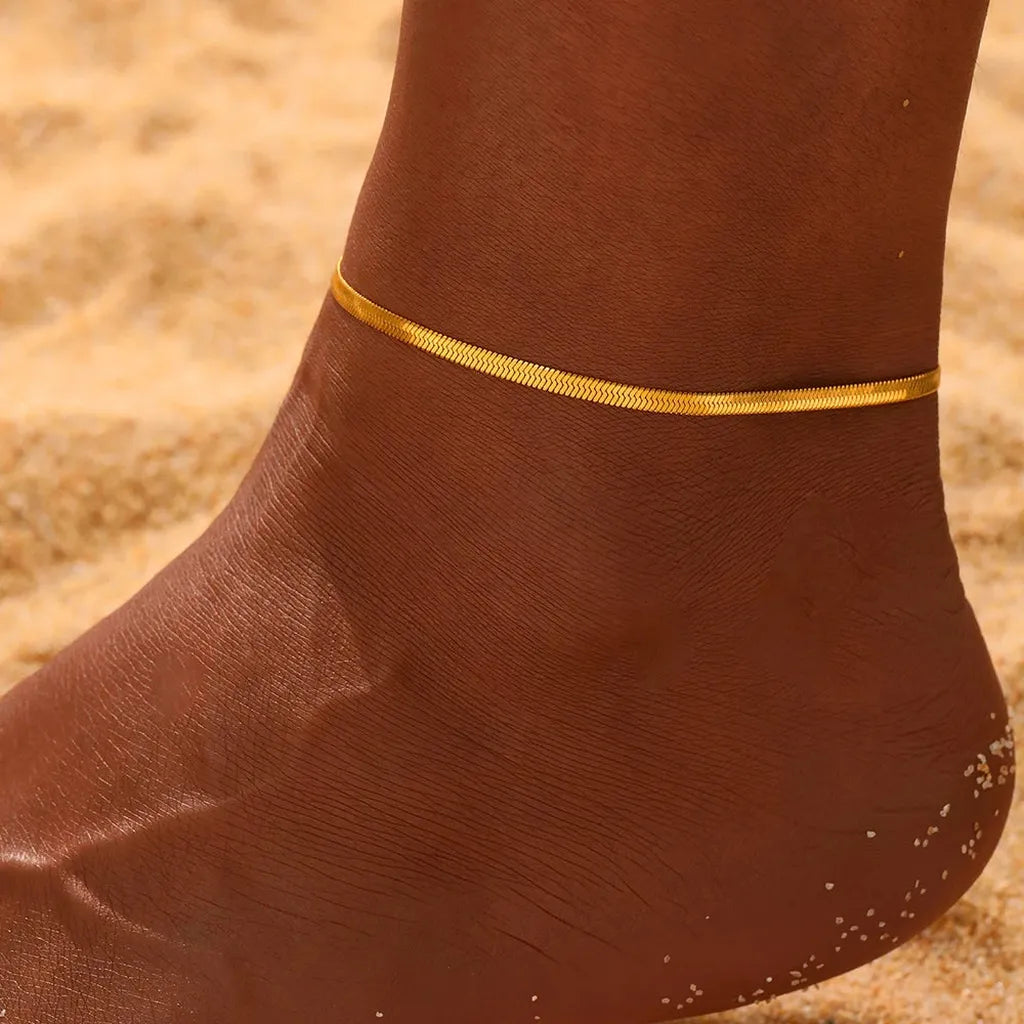 Elegant Layered Chain Delicate Anklet-ReesJewels-Gold Snake Chain-ReesJewels