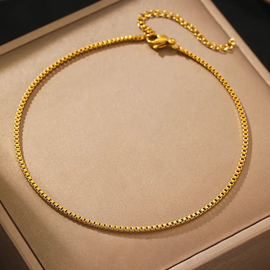 Elegant Minimalist Chain Anklet-ReesJewels-Gold-ReesJewels