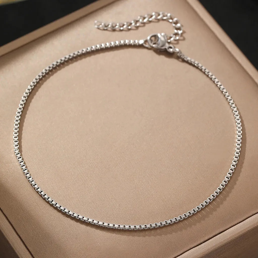 Elegant Minimalist Chain Anklet-ReesJewels-Silver-ReesJewels