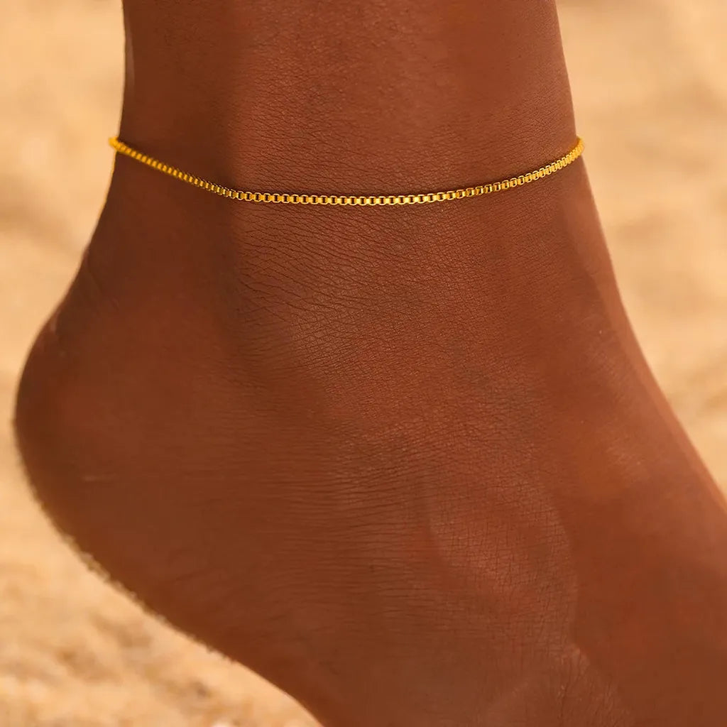 Elegant Minimalist Chain Anklet-ReesJewels-ReesJewels