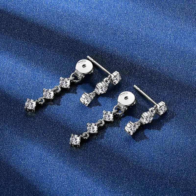 Elegant Moissanite Diamond Charm Drop Earrings-Rees Jewels-ReesJewels