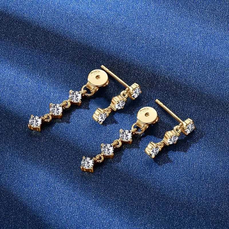 Elegant Moissanite Diamond Charm Drop Earrings-Rees Jewels-ReesJewels