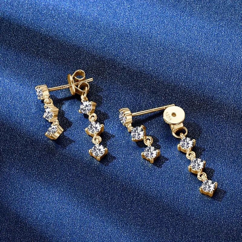 Elegant Moissanite Diamond Charm Drop Earrings-Rees Jewels-ReesJewels
