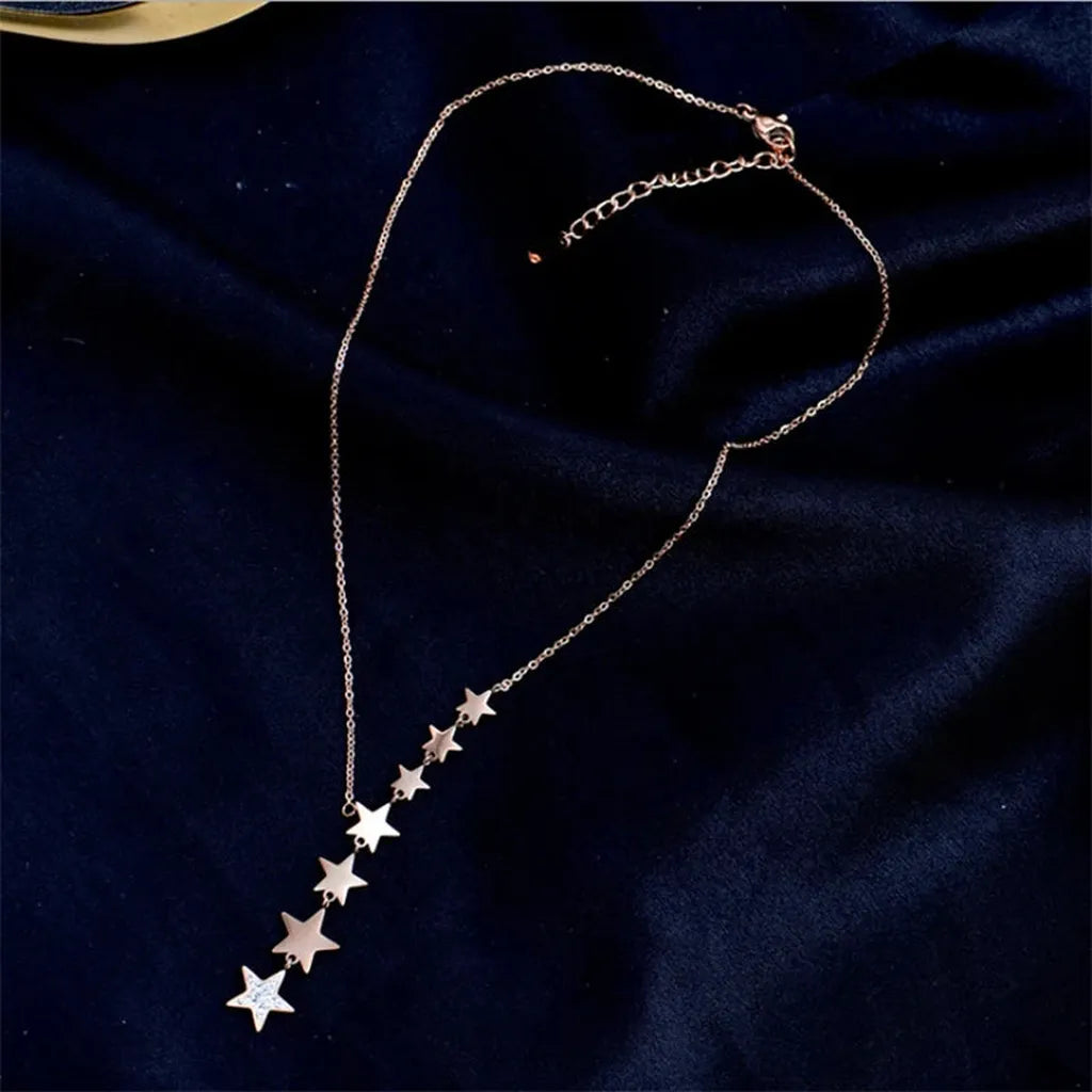 Elegant Stars Zirconia Charm Choker Necklace-ReesJewels-ReesJewels