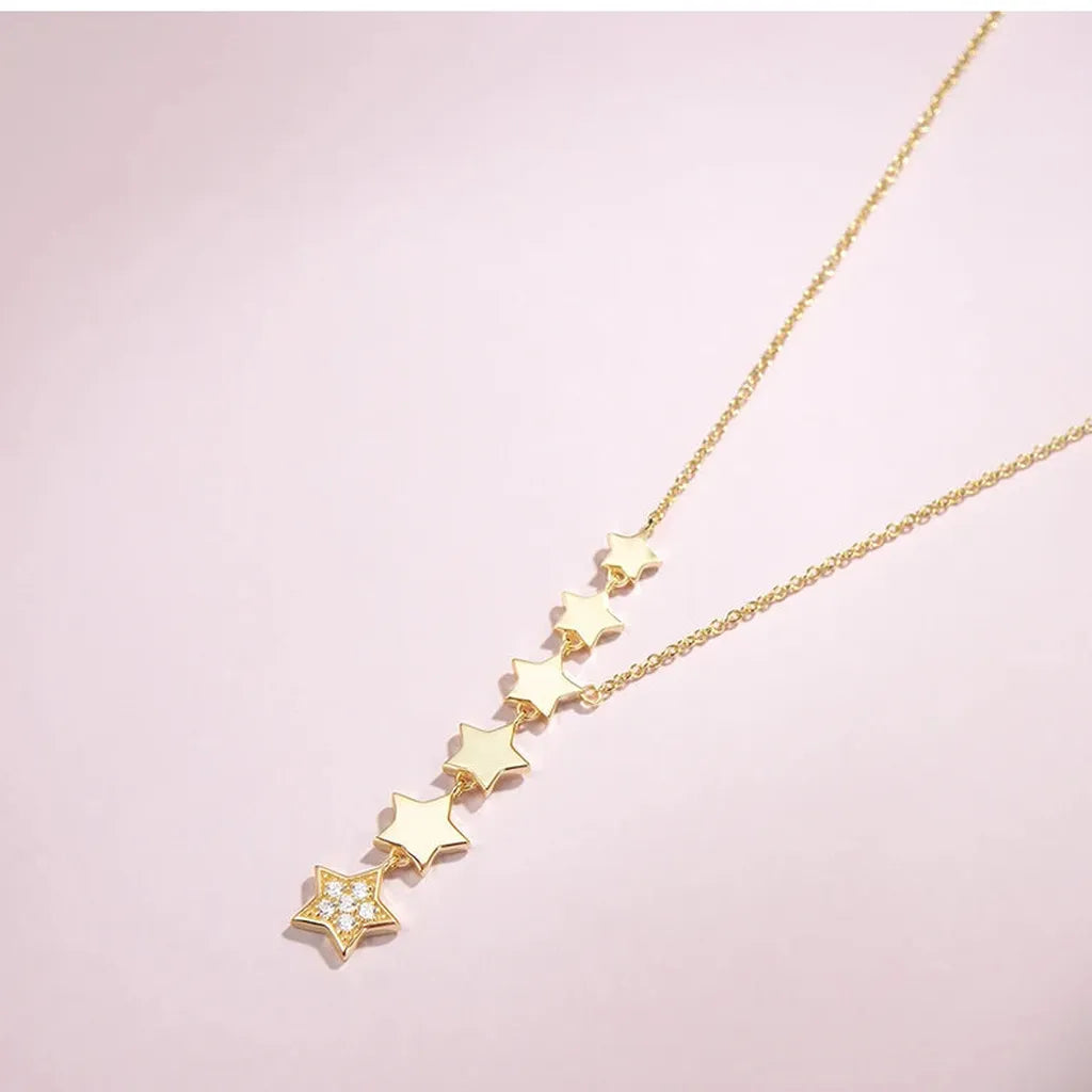 Elegant Stars Zirconia Charm Choker Necklace-ReesJewels-ReesJewels