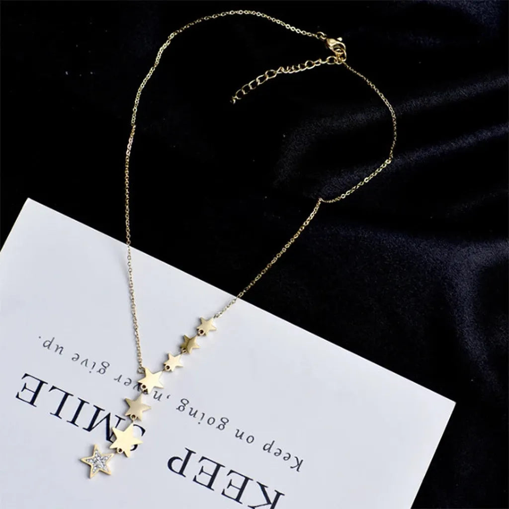 Elegant Stars Zirconia Charm Choker Necklace-ReesJewels-ReesJewels