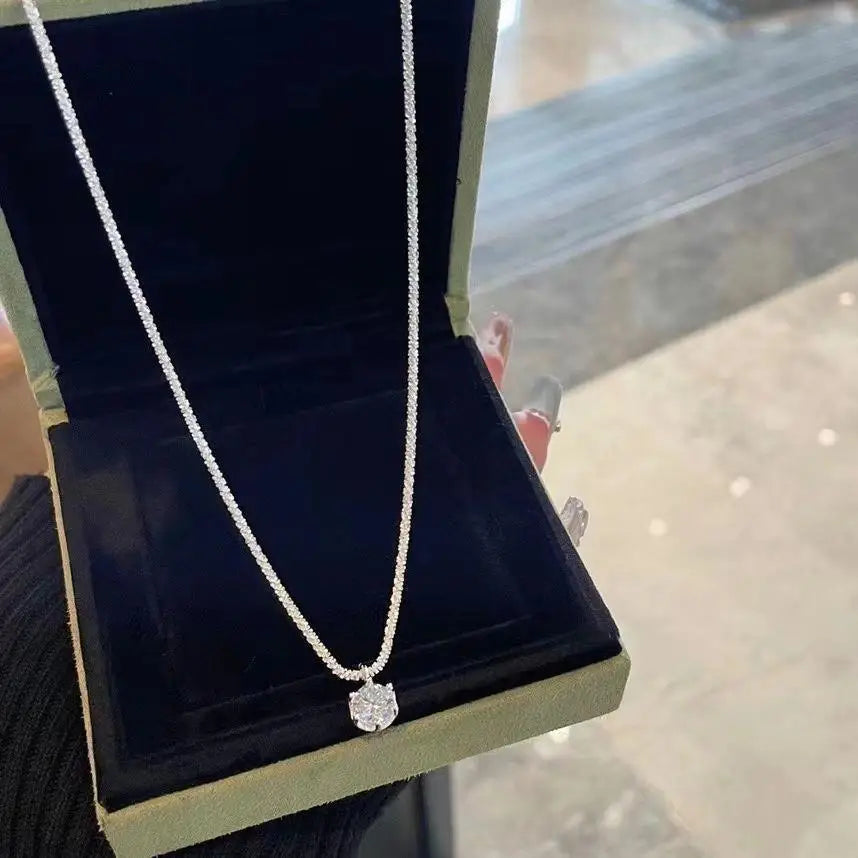 Elegant Sterling Silver Sparkling Zirconia Necklace-ReesJewels-ReesJewels