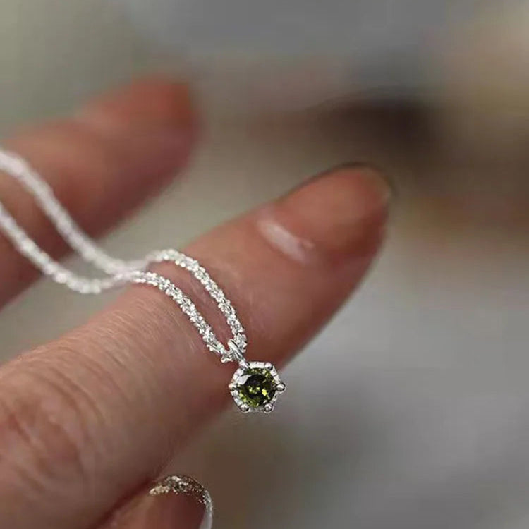 Elegant Sterling Silver Sparkling Zirconia Necklace-ReesJewels-ReesJewels
