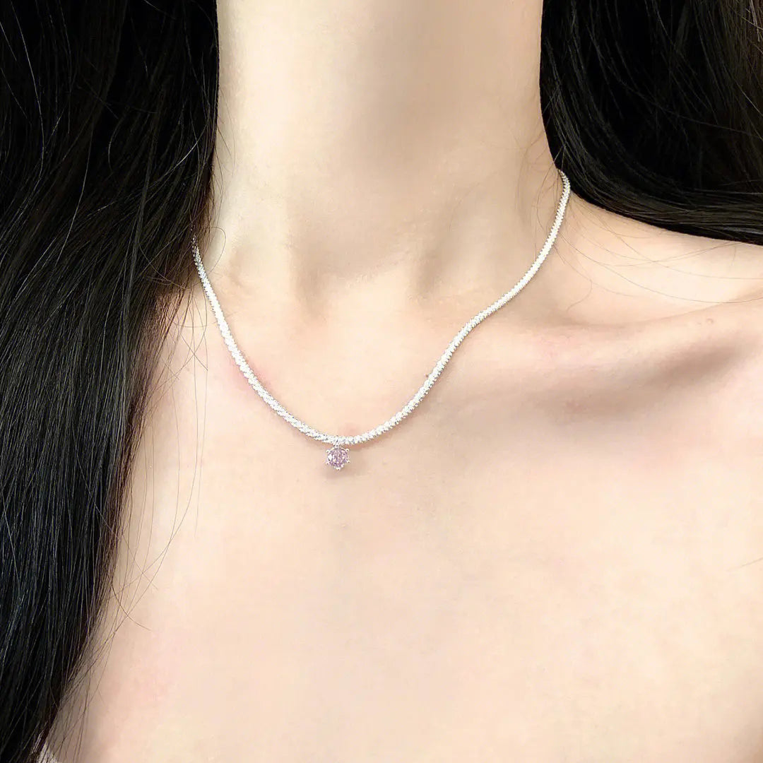 Elegant Sterling Silver Sparkling Zirconia Necklace-ReesJewels-ReesJewels