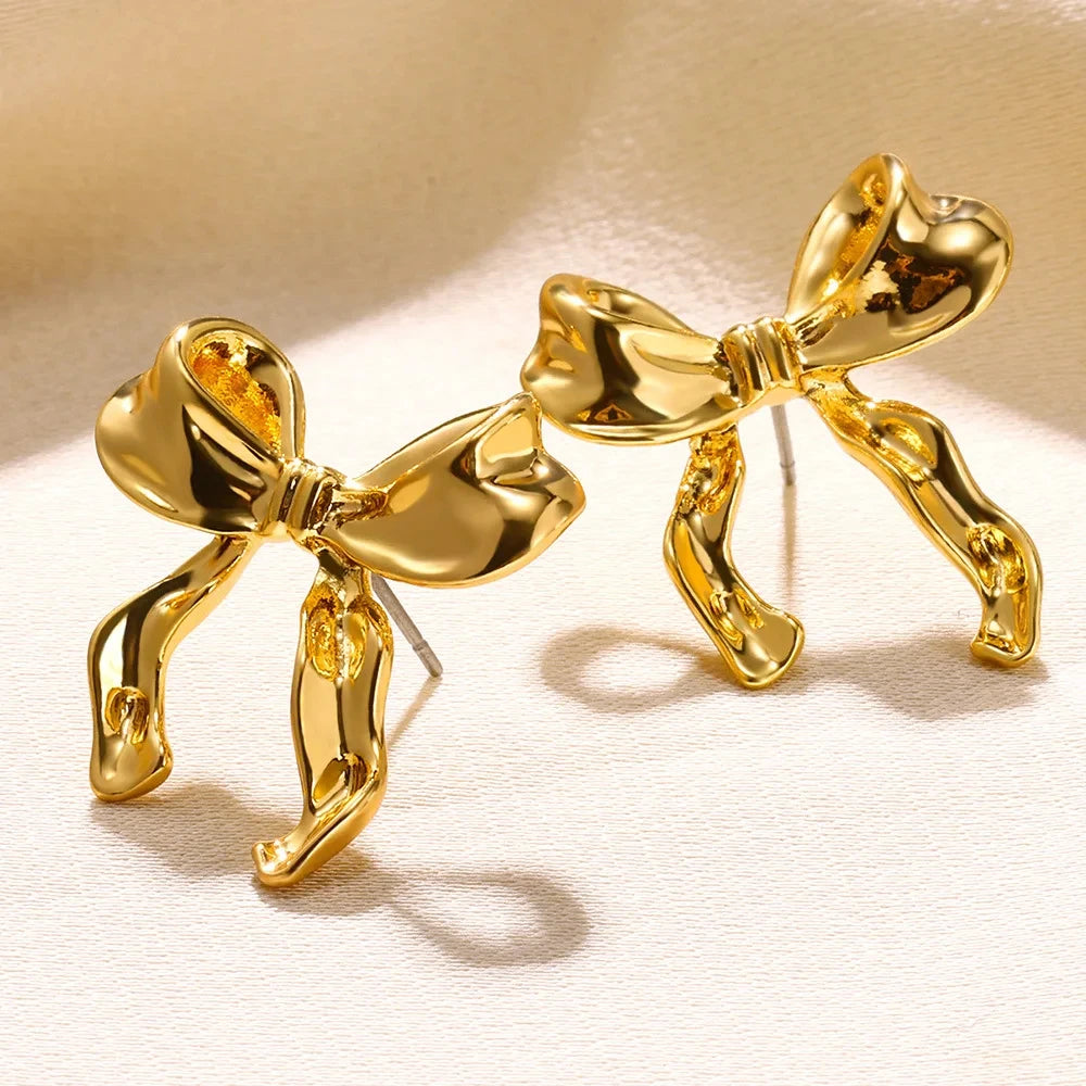 Elegant Vintage Bowknot Stud Earrings-ReesJewels-Gold-ReesJewels