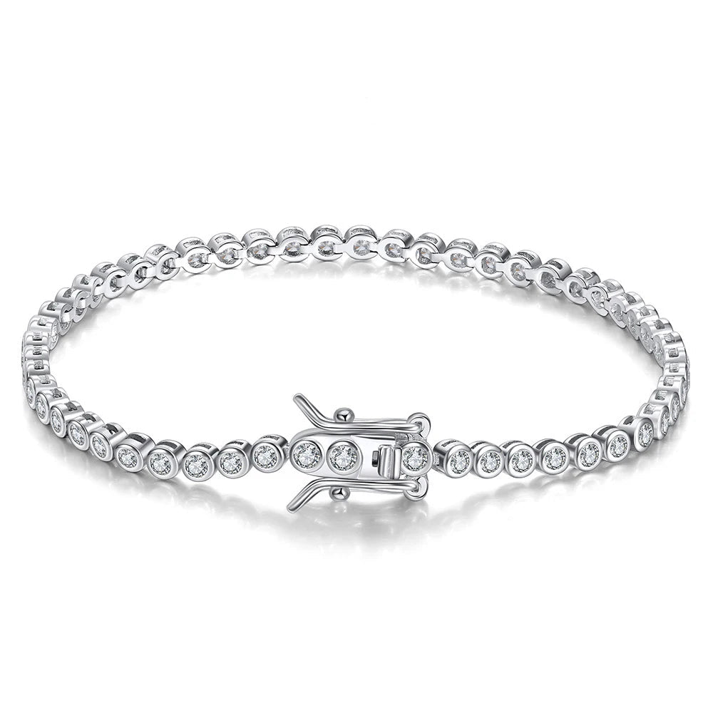 Exquisite Round Moissanite Diamond Tennis Bracelet-Rees Jewels-0.1ct-14cm-ReesJewels