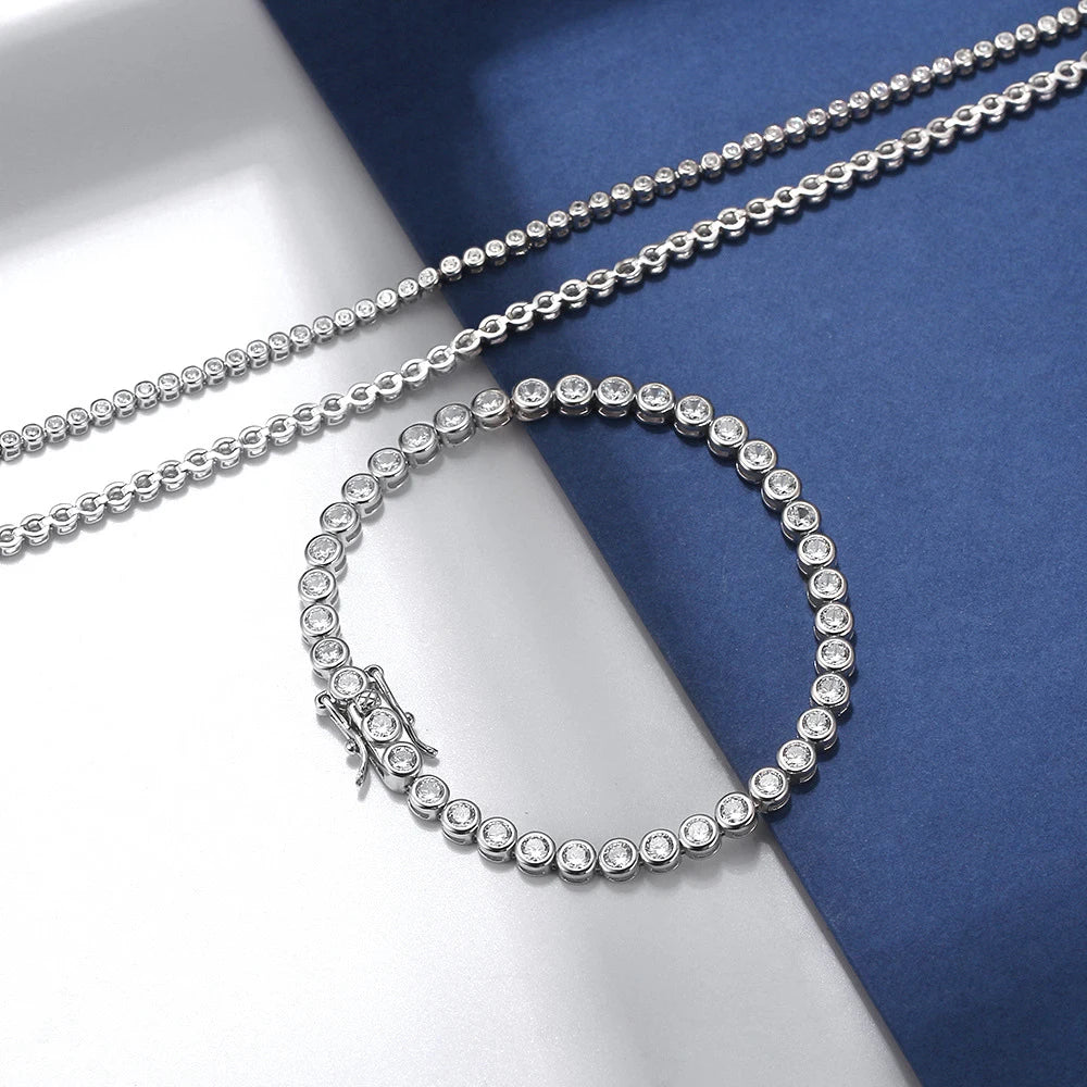 Exquisite Round Moissanite Diamond Tennis Bracelet-Rees Jewels-ReesJewels
