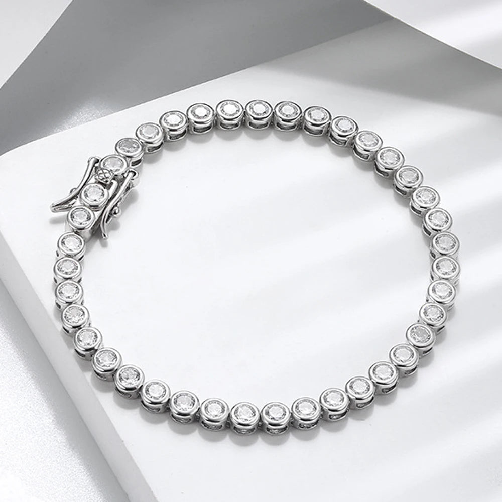 Exquisite Round Moissanite Diamond Tennis Bracelet-Rees Jewels-ReesJewels
