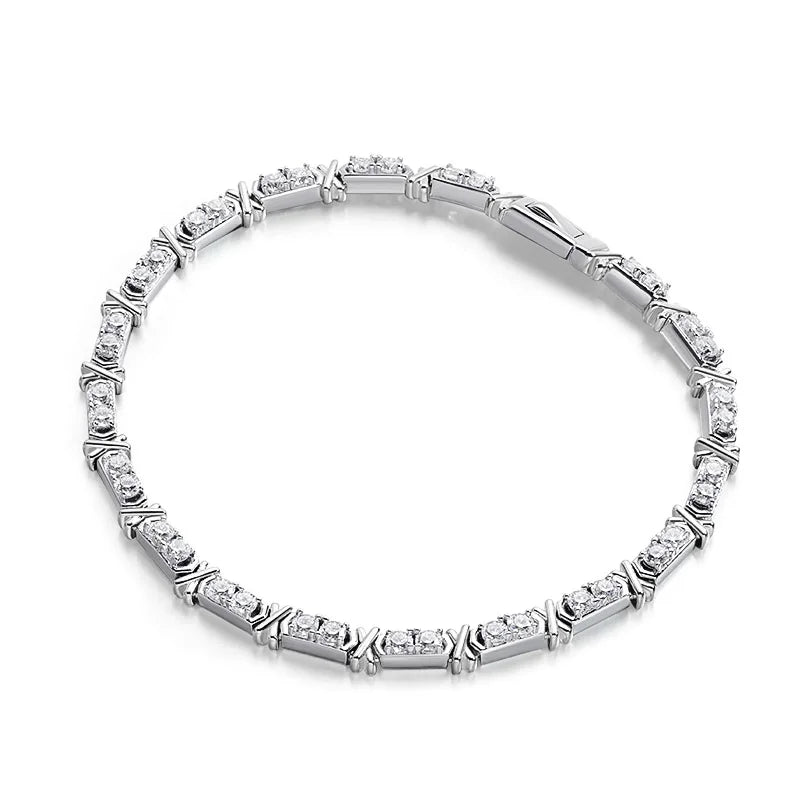 Glamorous Moissanite Diamond Bracelet-Rees Jewels-0.1ct-White Gold-14cm-ReesJewels