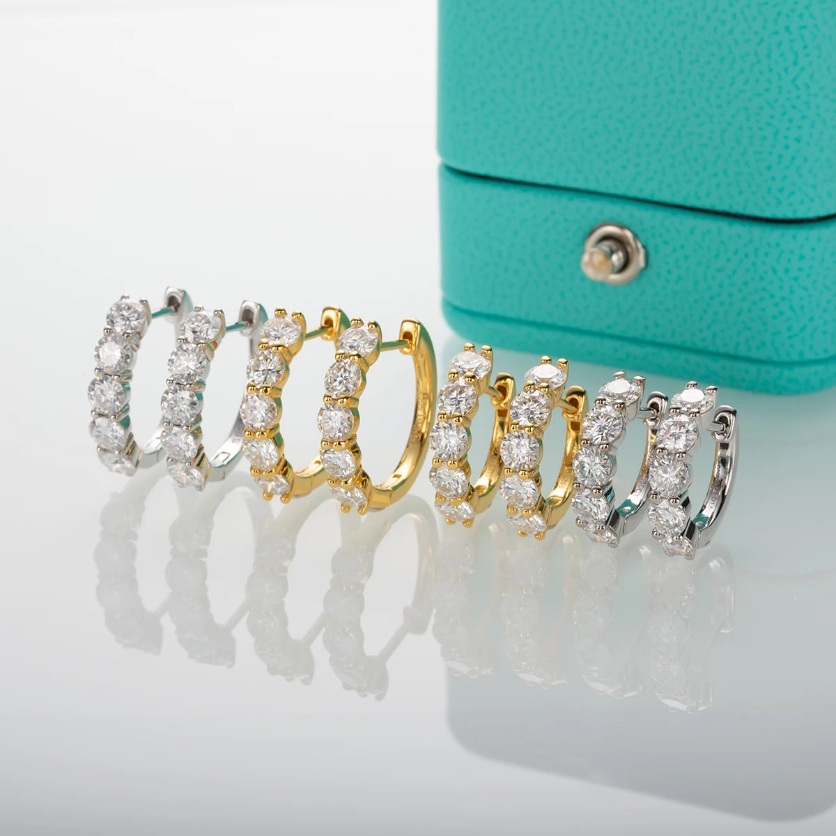 Graceful Moissanite Diamond Huggie Hoop Earrings-Rees Jewels-ReesJewels