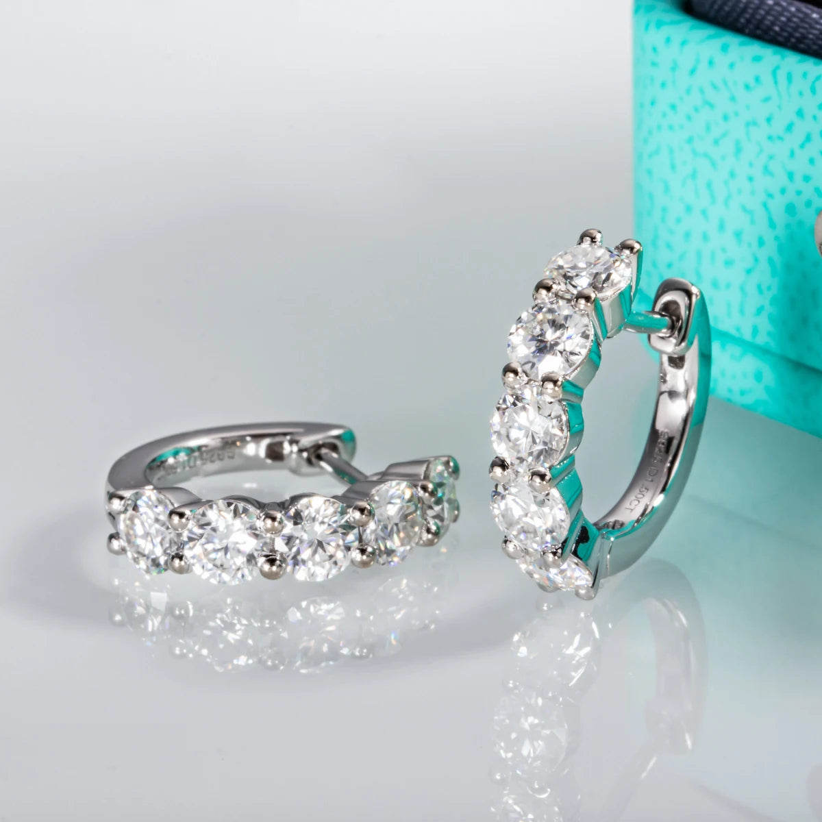 Graceful Moissanite Diamond Huggie Hoop Earrings-Rees Jewels-ReesJewels