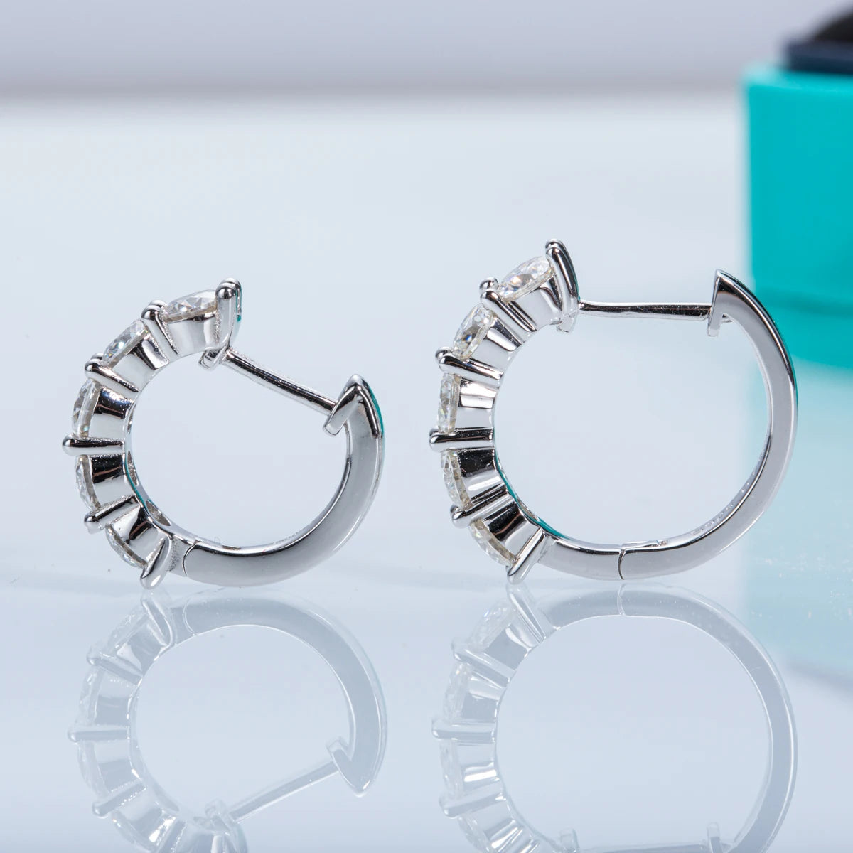 Graceful Moissanite Diamond Huggie Hoop Earrings-Rees Jewels-ReesJewels
