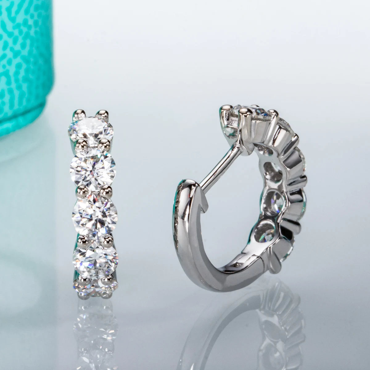 Graceful Moissanite Diamond Huggie Hoop Earrings-Rees Jewels-ReesJewels