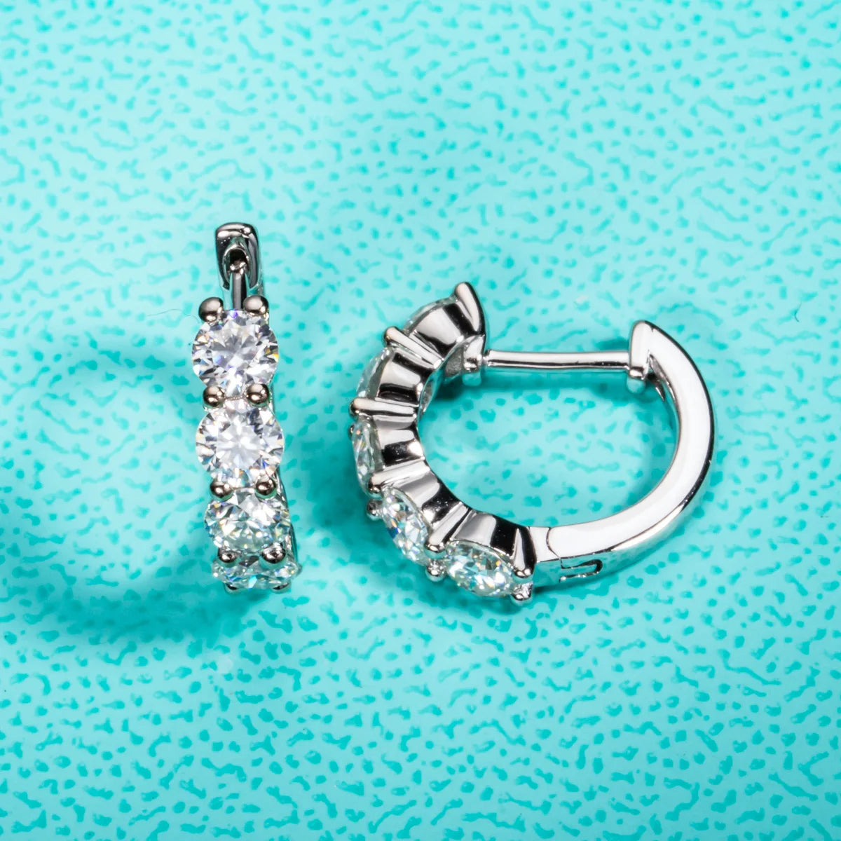 Graceful Moissanite Diamond Huggie Hoop Earrings-Rees Jewels-ReesJewels