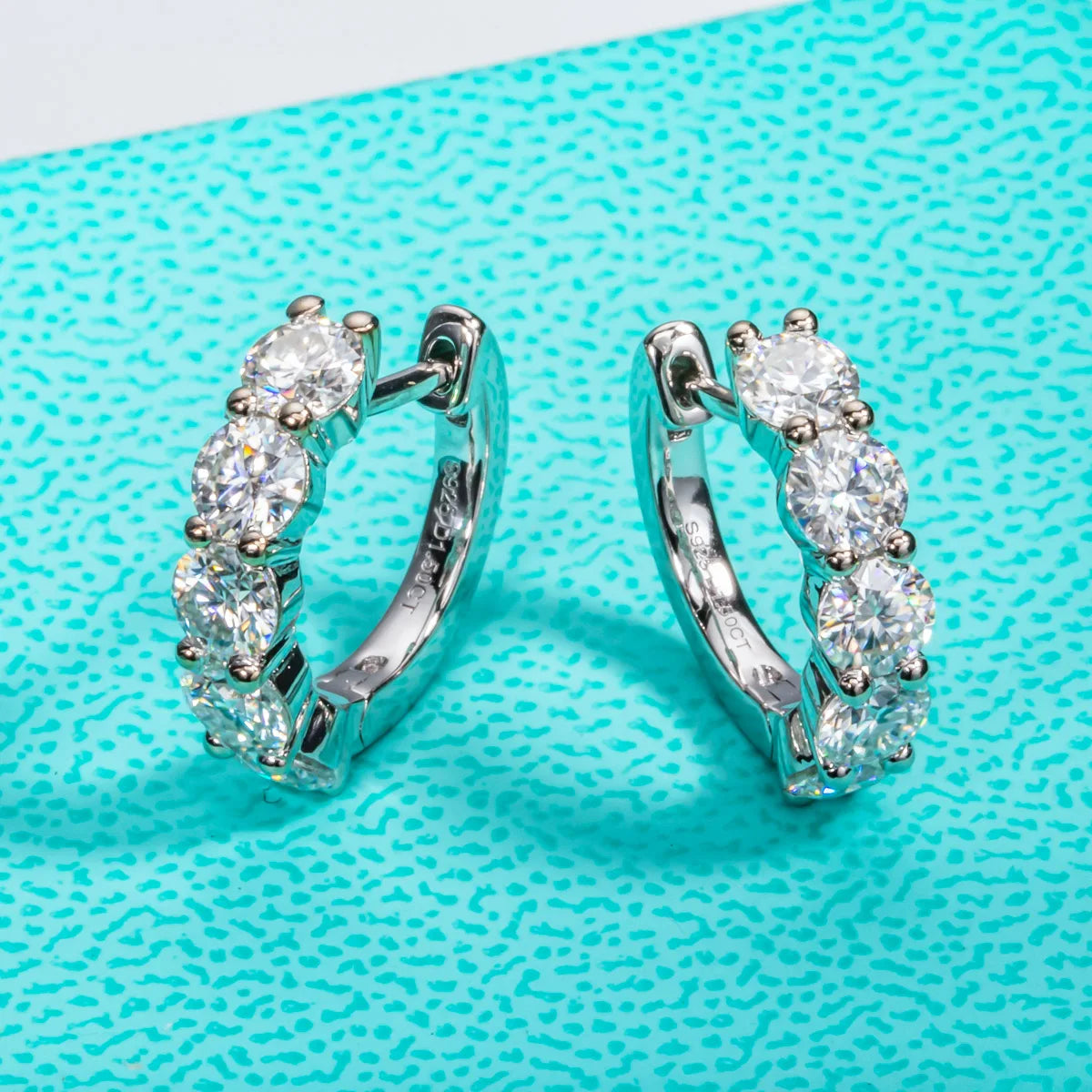 Graceful Moissanite Diamond Huggie Hoop Earrings-Rees Jewels-ReesJewels