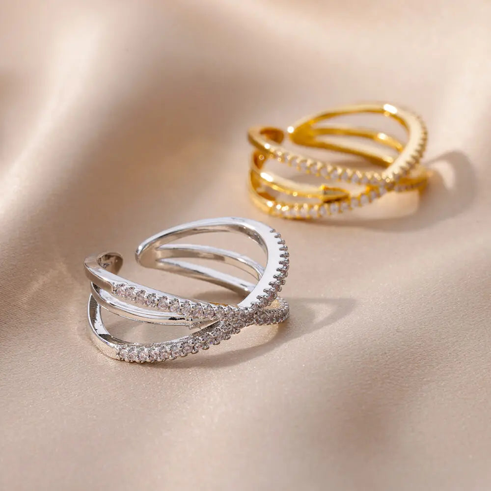 Lustrous Zirconia Cross Ring-ReesJewels-ReesJewels