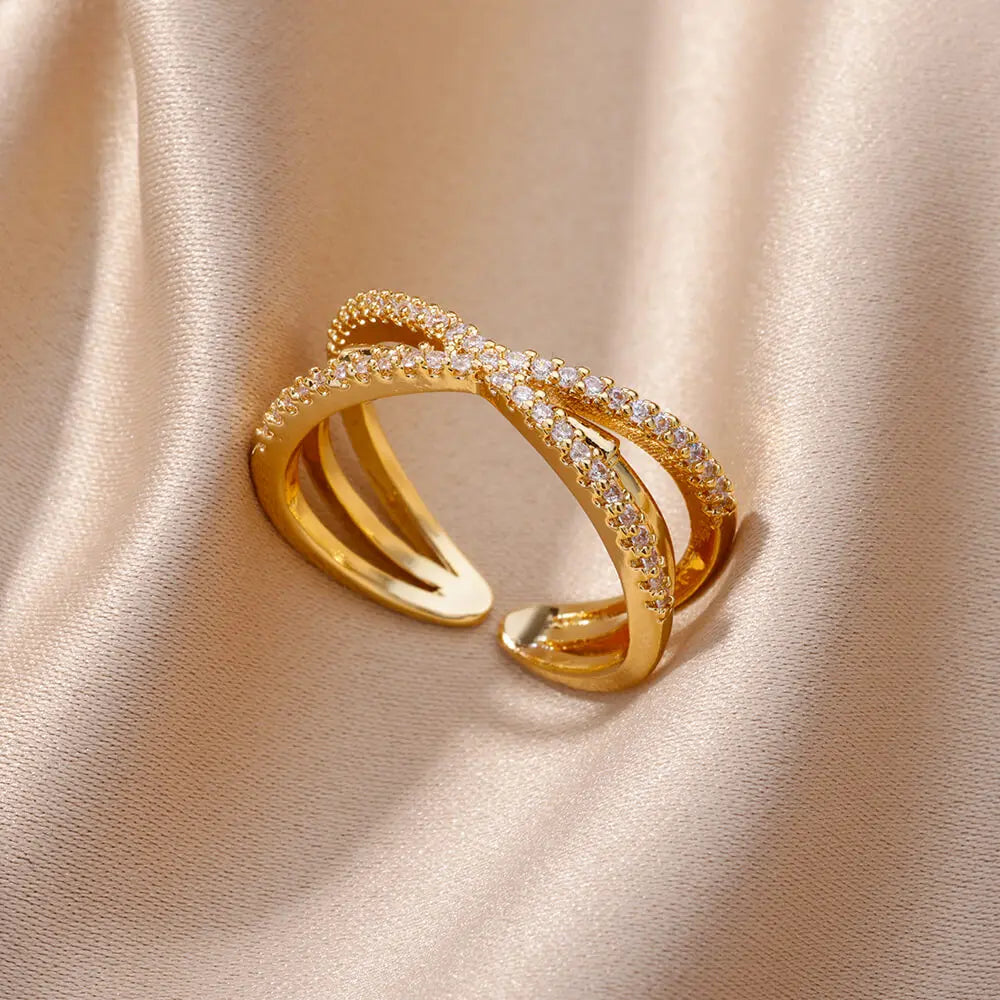 Lustrous Zirconia Cross Ring-ReesJewels-ReesJewels