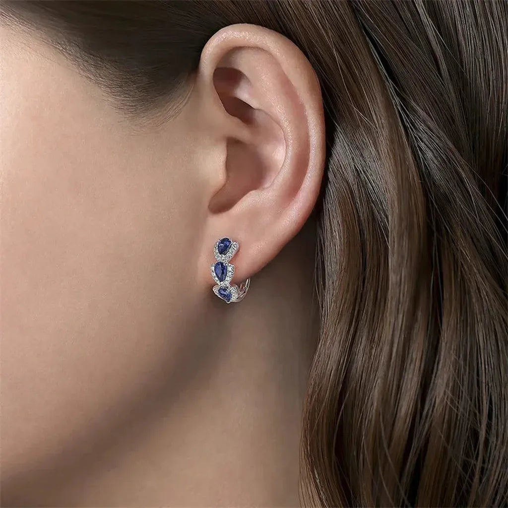 Luxurious Cubic Zirconia Hoop Earrings-ReesJewels-ReesJewels