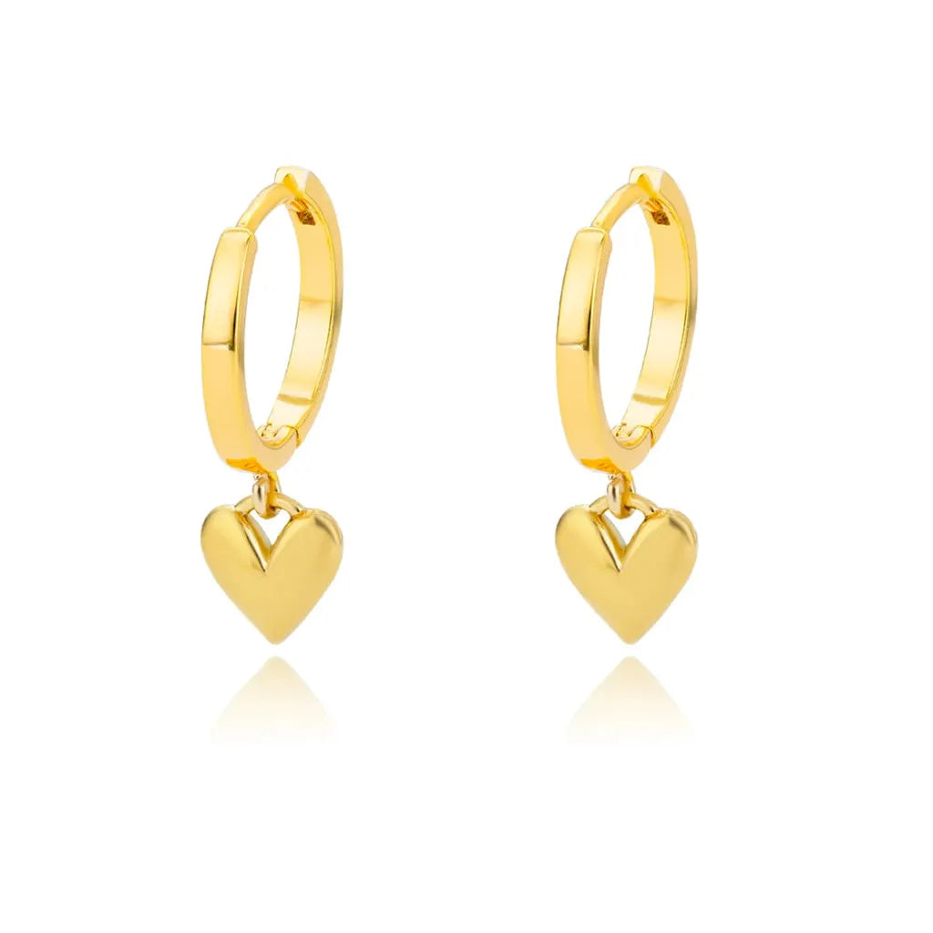 Luxurious Hollow Zirconia Heart Earrings-ReesJewels-Gold 2-ReesJewels
