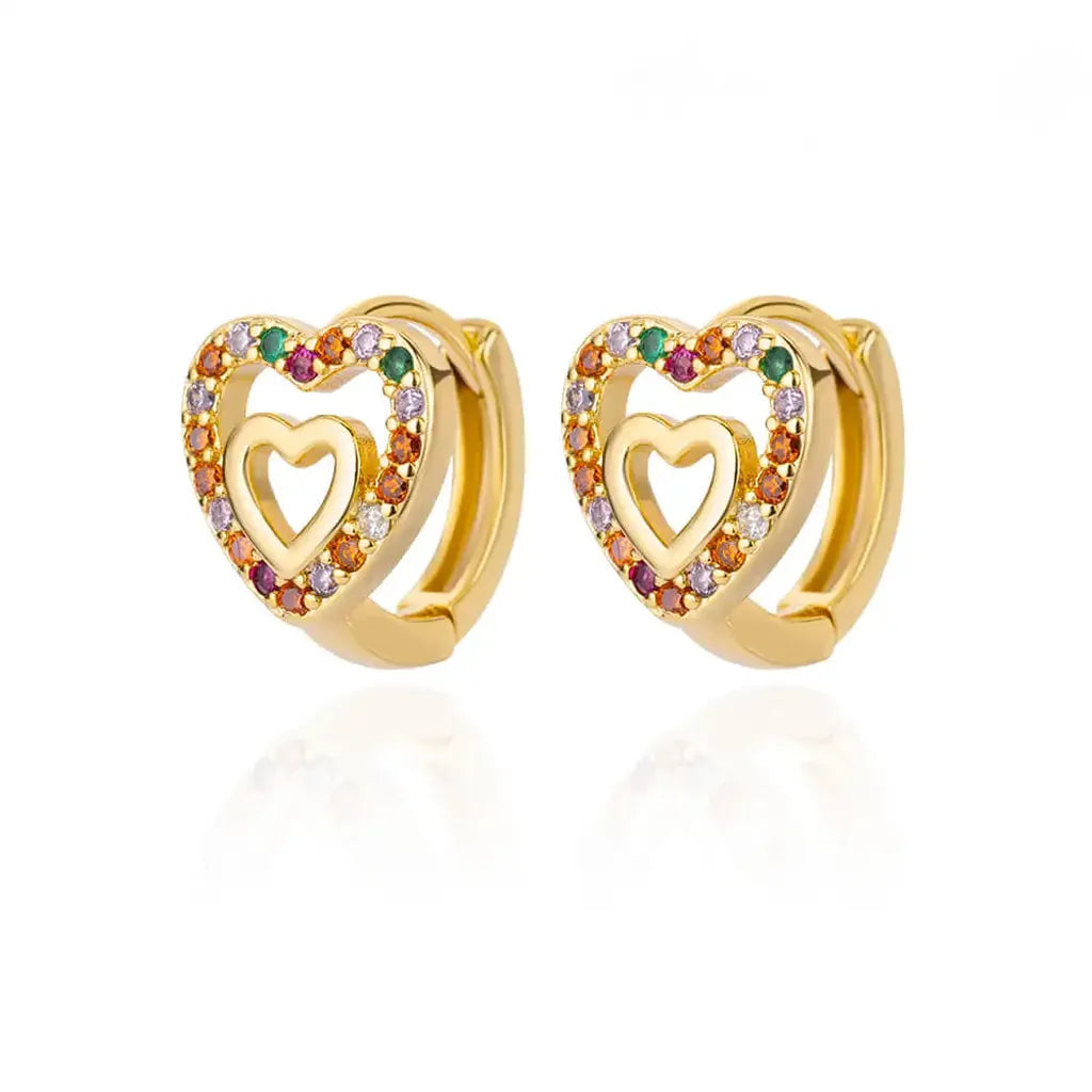 Luxurious Hollow Zirconia Heart Earrings-ReesJewels-Gold 3-ReesJewels