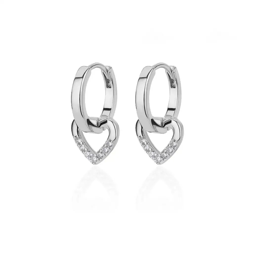 Luxurious Hollow Zirconia Heart Earrings-ReesJewels-Silver 1-ReesJewels