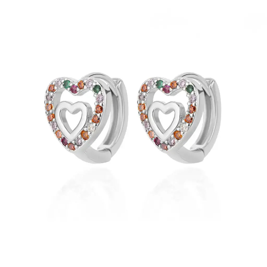 Luxurious Hollow Zirconia Heart Earrings-ReesJewels-Silver 3-ReesJewels