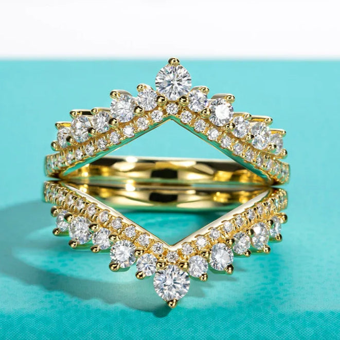 Luxurious Moissanite Diamond Bands-Rees Jewels-Yellow Gold Set-5-ReesJewels