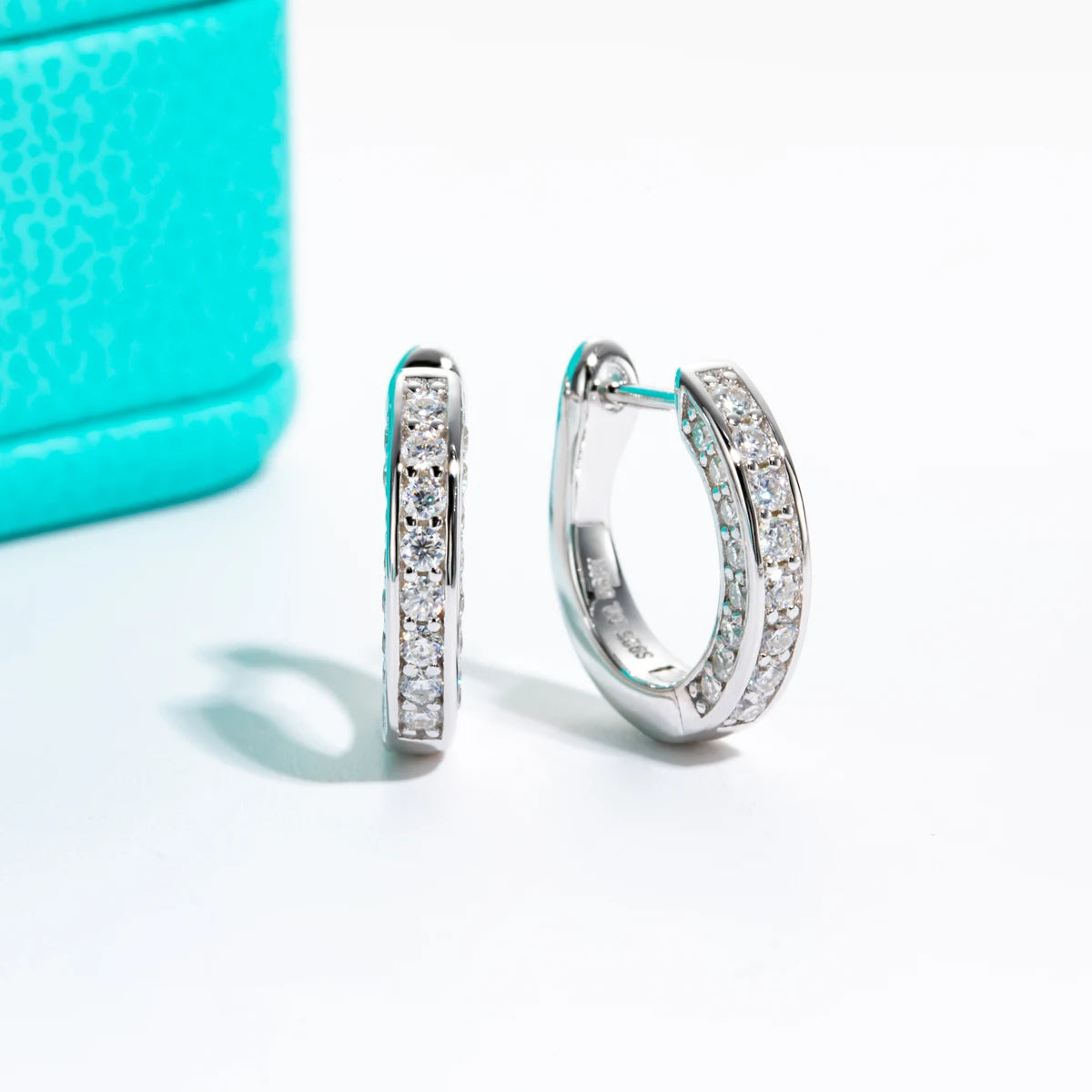 Luxurious Moissanite Diamond Small Hoop Earrings-Rees Jewels-ReesJewels