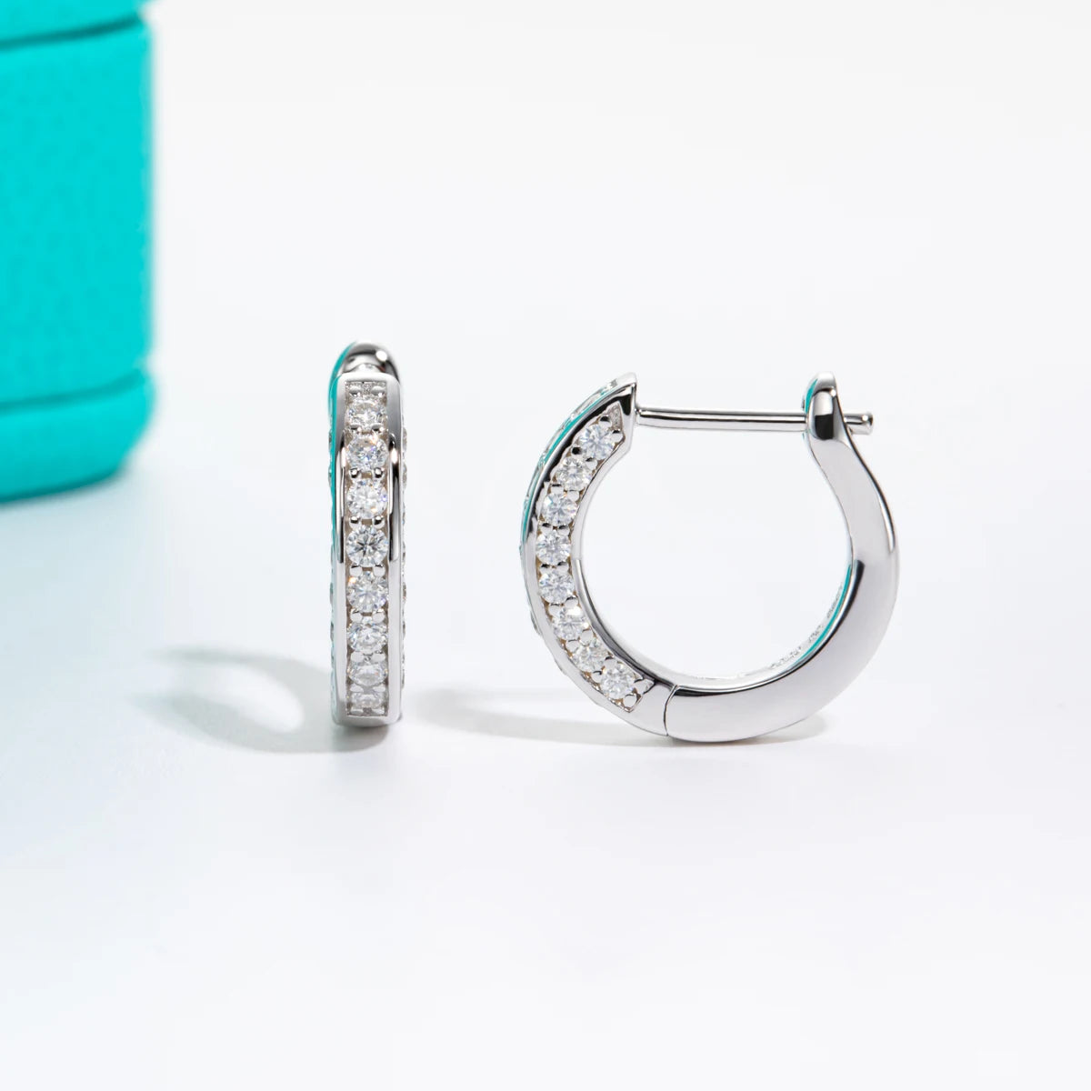 Luxurious Moissanite Diamond Small Hoop Earrings-Rees Jewels-ReesJewels