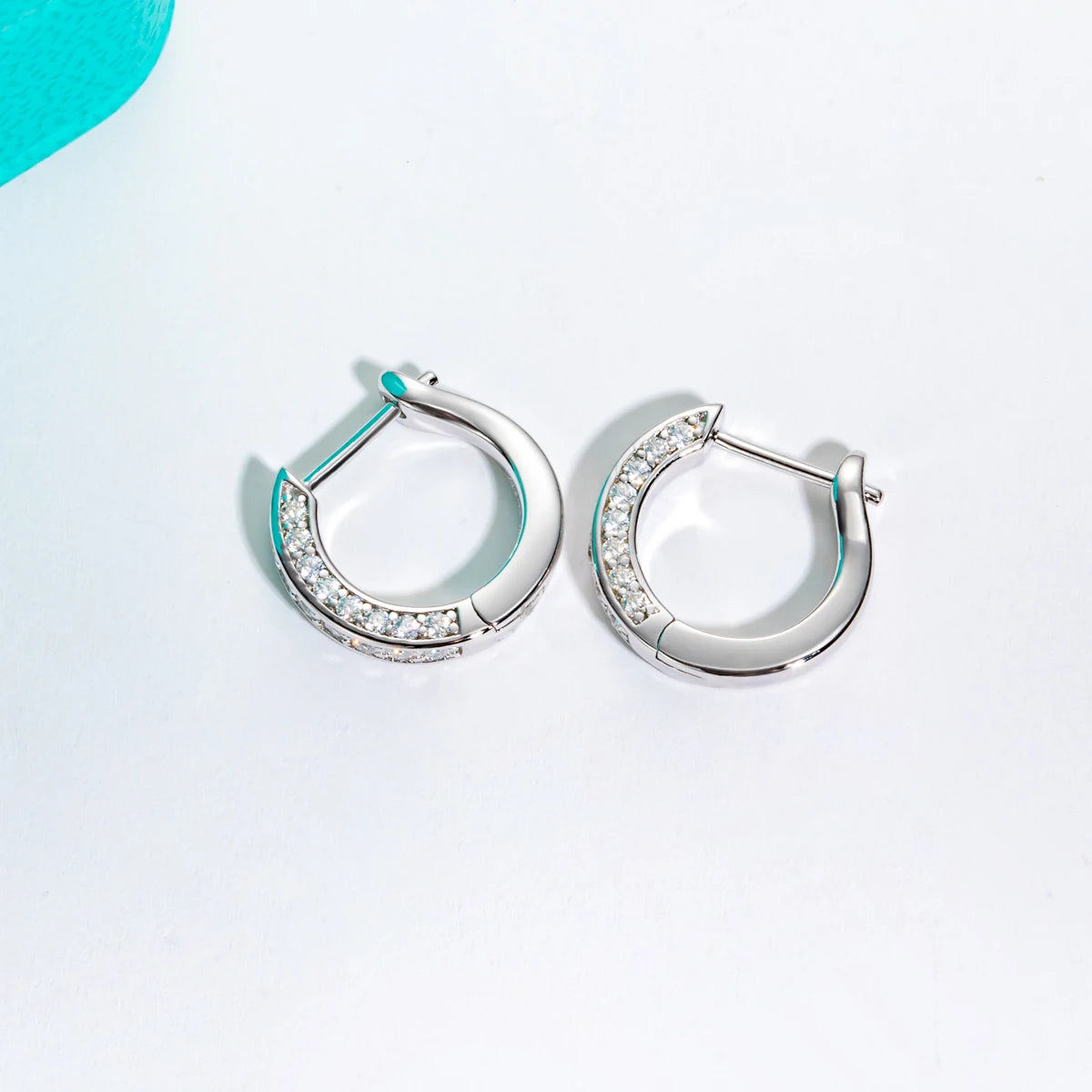 Luxurious Moissanite Diamond Small Hoop Earrings-Rees Jewels-ReesJewels