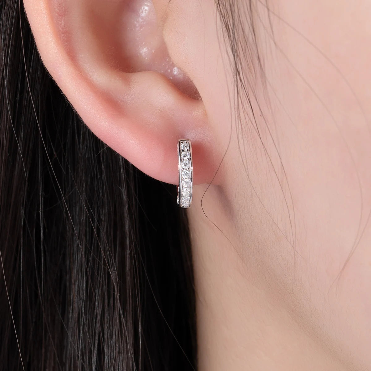 Luxurious Moissanite Diamond Small Hoop Earrings-Rees Jewels-ReesJewels