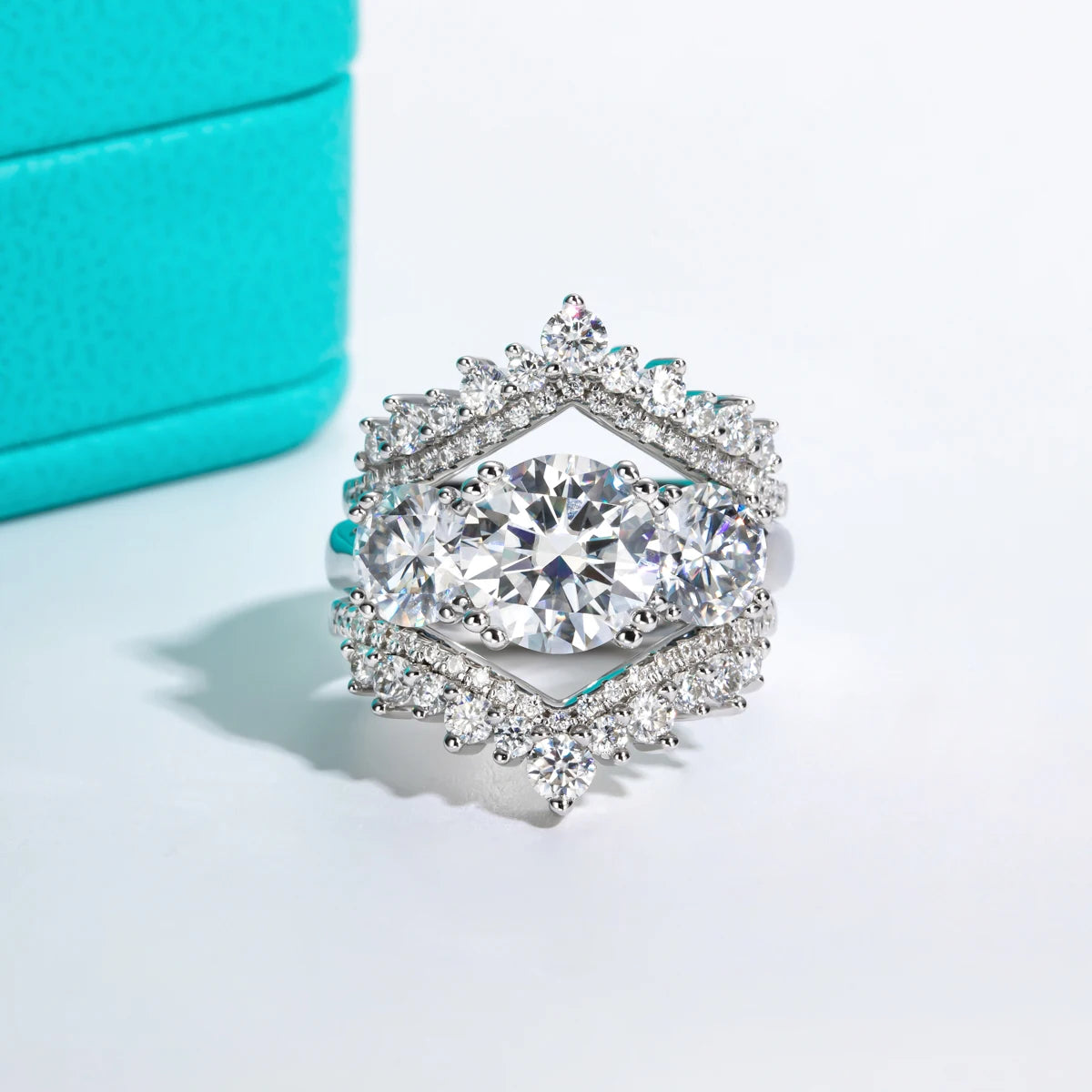 Luxurious Moissanite Diamond Three Stone Ring-Rees Jewels-ReesJewels