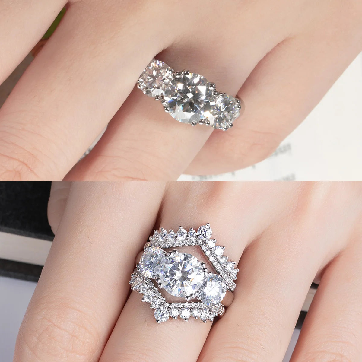 Luxurious Moissanite Diamond Three Stone Ring-Rees Jewels-ReesJewels