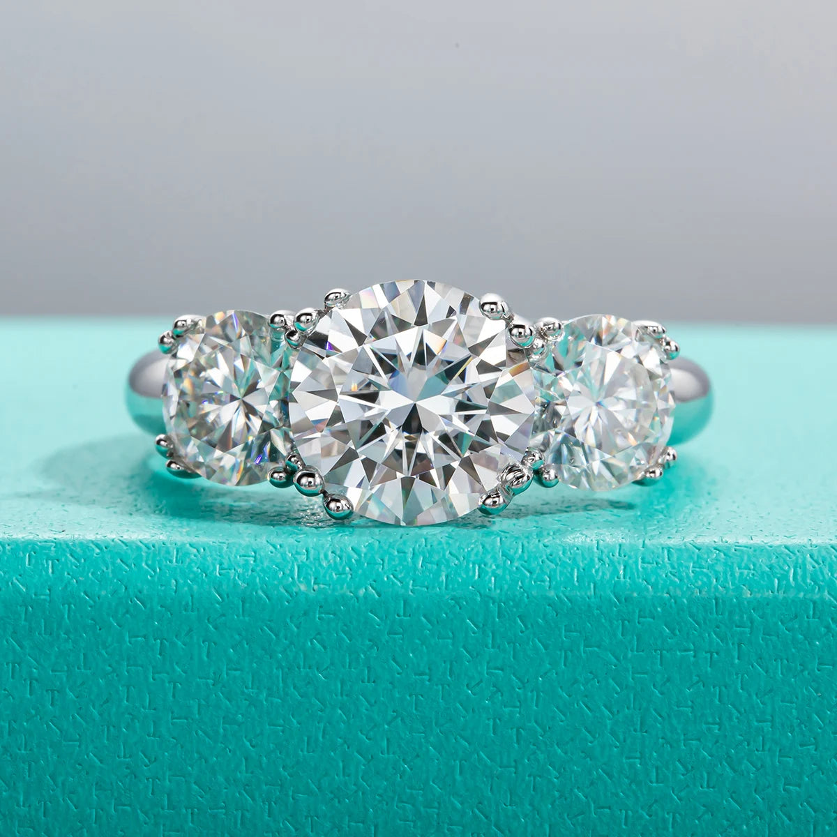 Luxurious Moissanite Diamond Three Stone Ring-Rees Jewels-ReesJewels