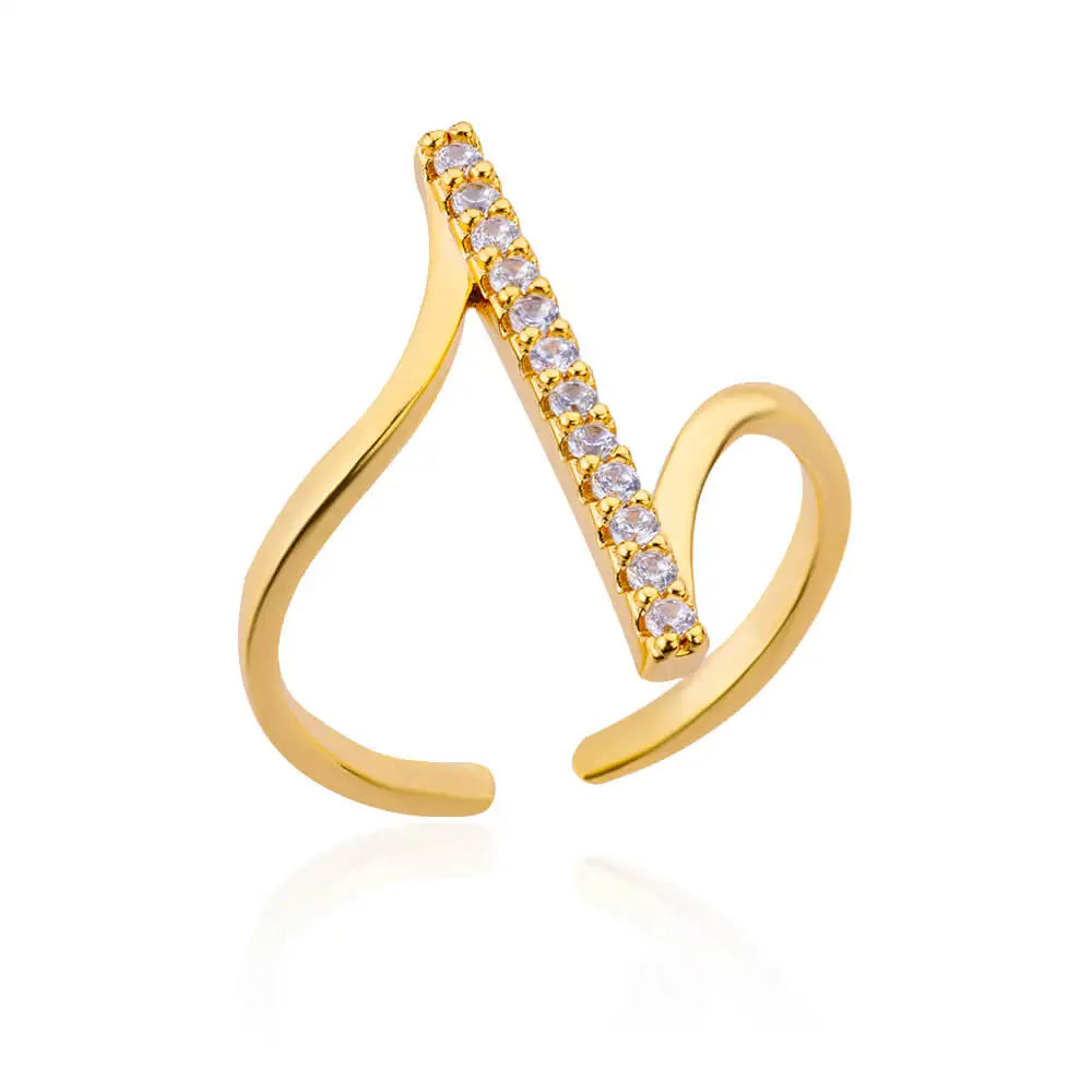 Luxurious Zirconia Geometric Ring-ReesJewels-Gold-Resizable-ReesJewels