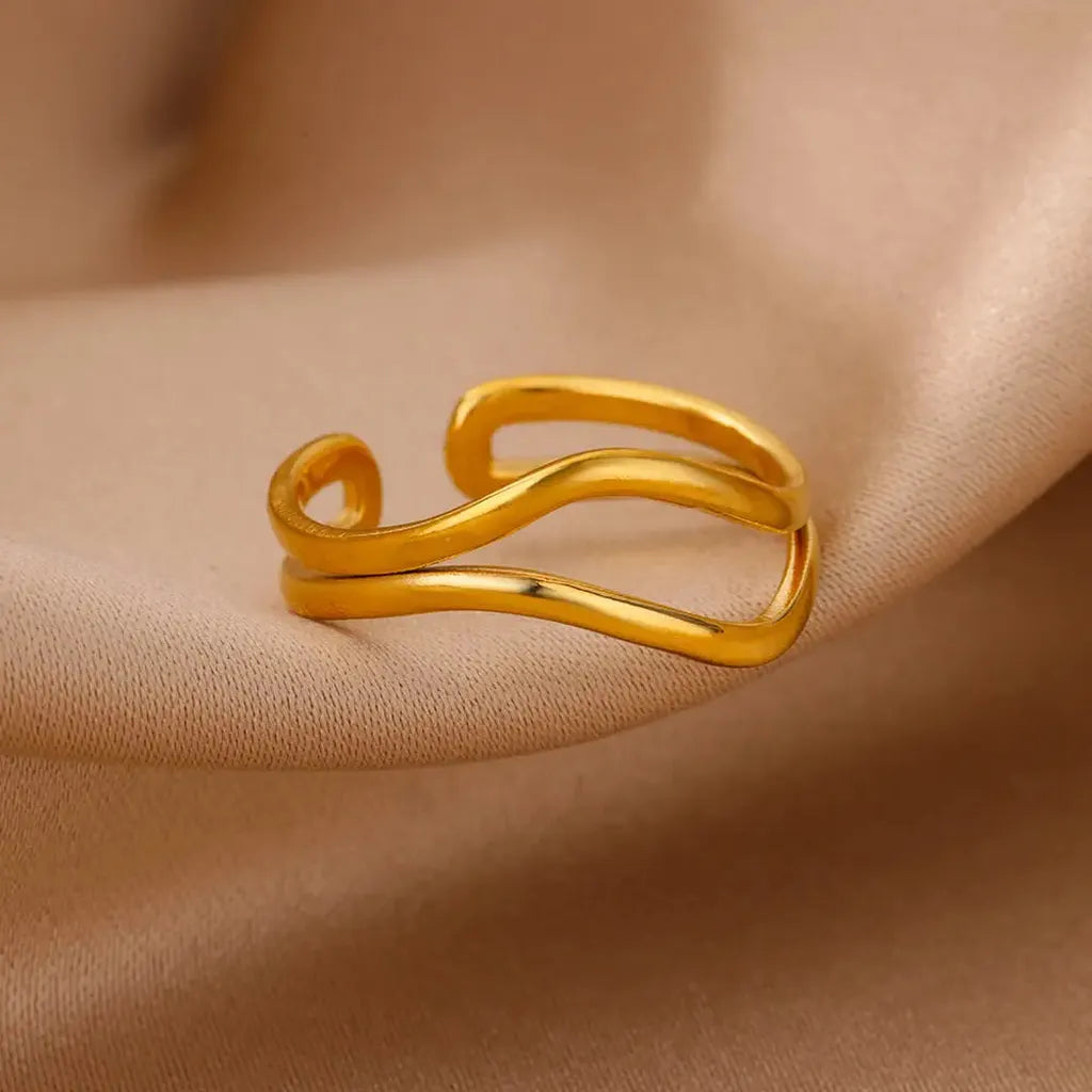 Minimalist Beautiful Golden Line Open Ring-ReesJewels-ReesJewels